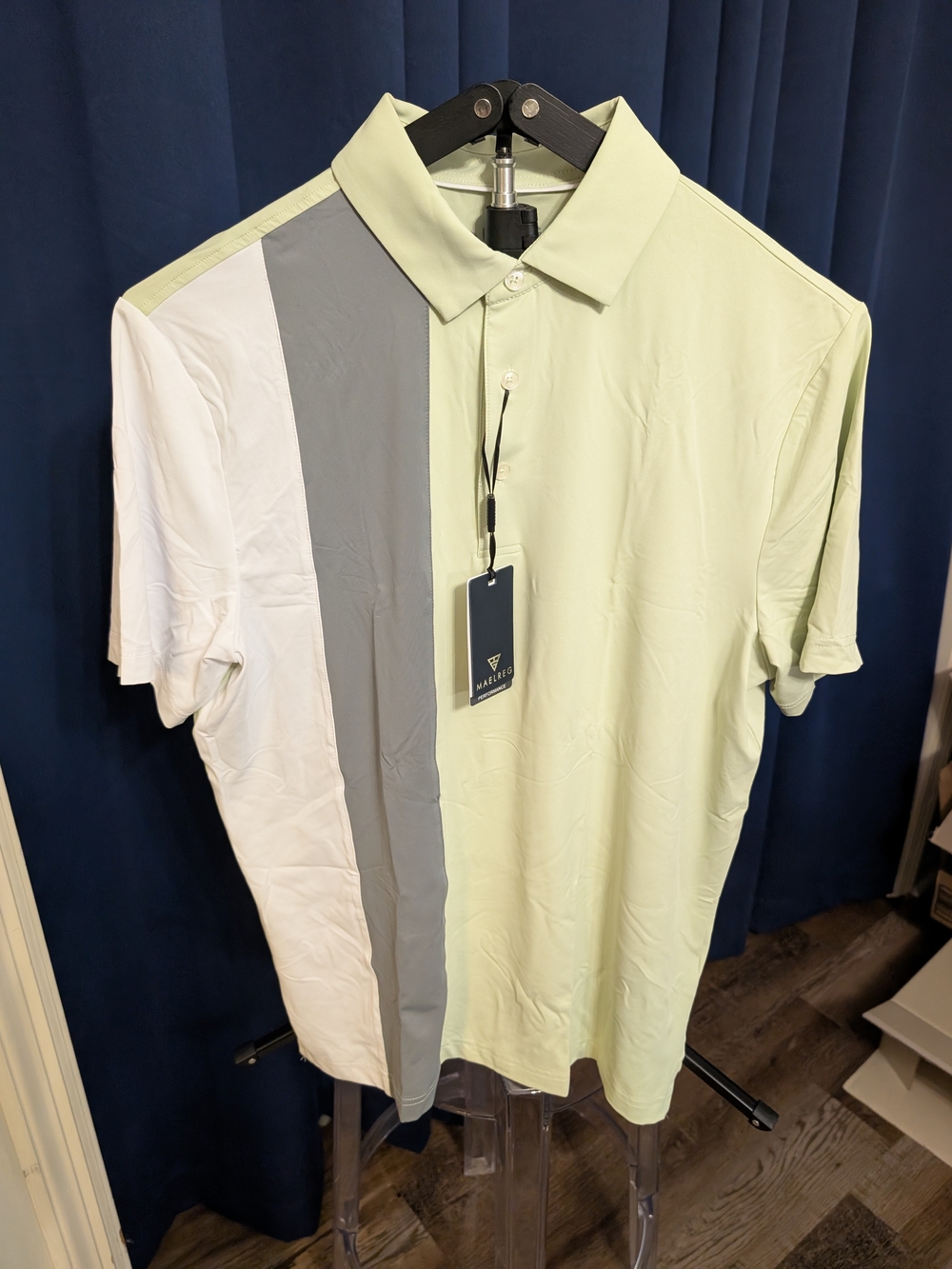 Men's Colorblock Performance Polo Shirt - Light Green/Gray/White